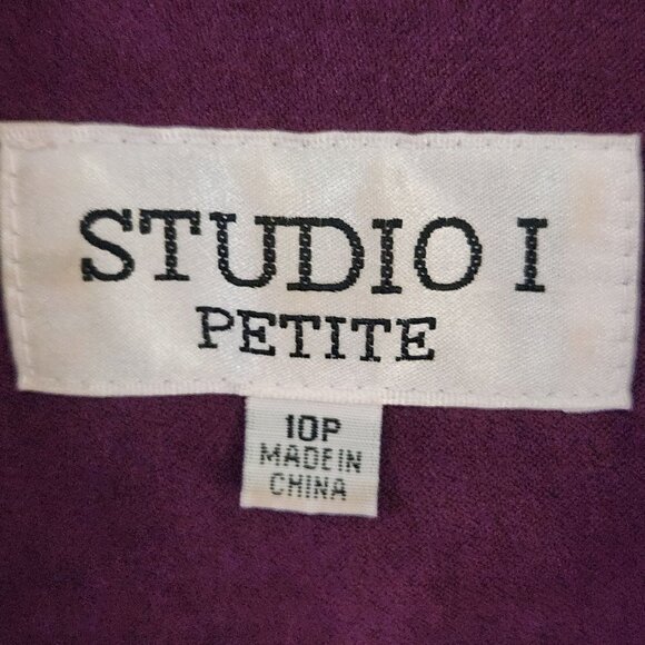 Studio 1 Petites Vintage Plum Micro Suede Pant Suit Size 10p - Picture 7 of 8